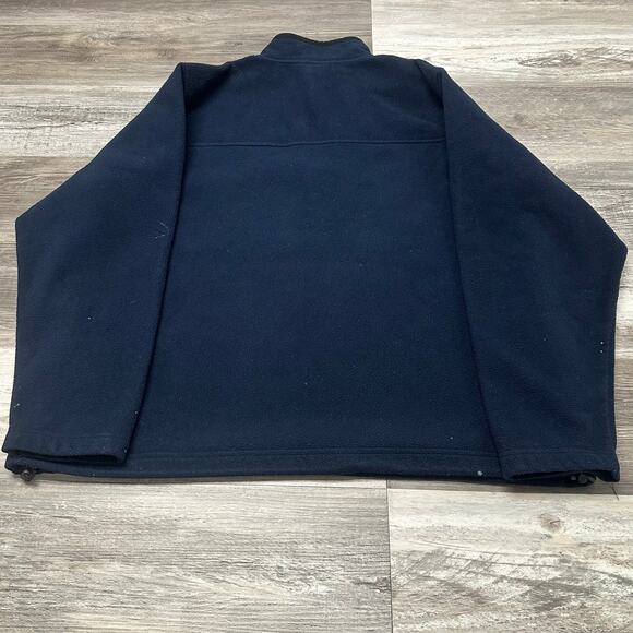 Vintage Old Navy Blue Men 2XL Spellout 1/4 Zip Mock Neck Fleece Pullover Sweater - Picture 3 of 8